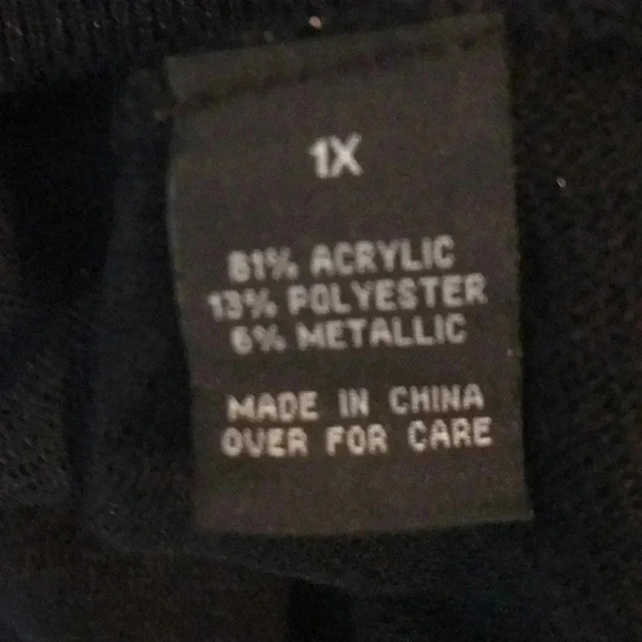 NWT SZ 1X BLACK SWEATER Soft DRESSY TO CASUAL SEE DESCRIPT BELOW NECKLACE - Picture 12 of 13